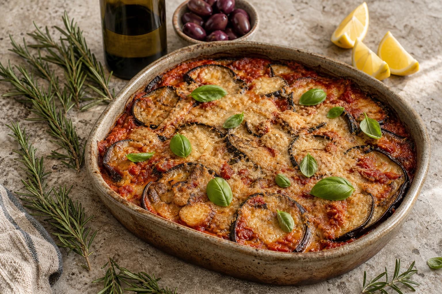 Aubergines à la parmesane vegan : le gratin italien fondant