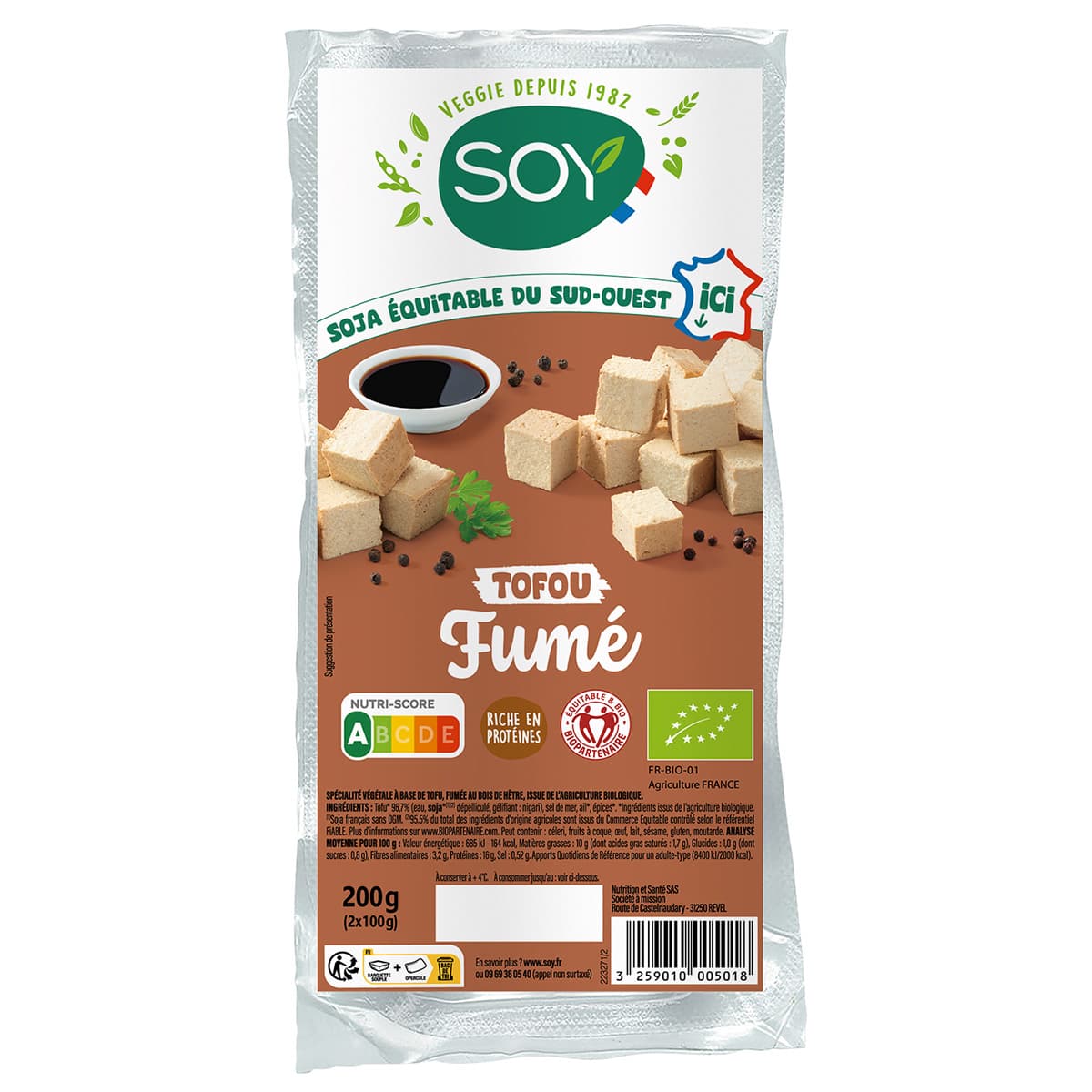 Soy Tofu fumé au bois de hêtre bio 2x100g