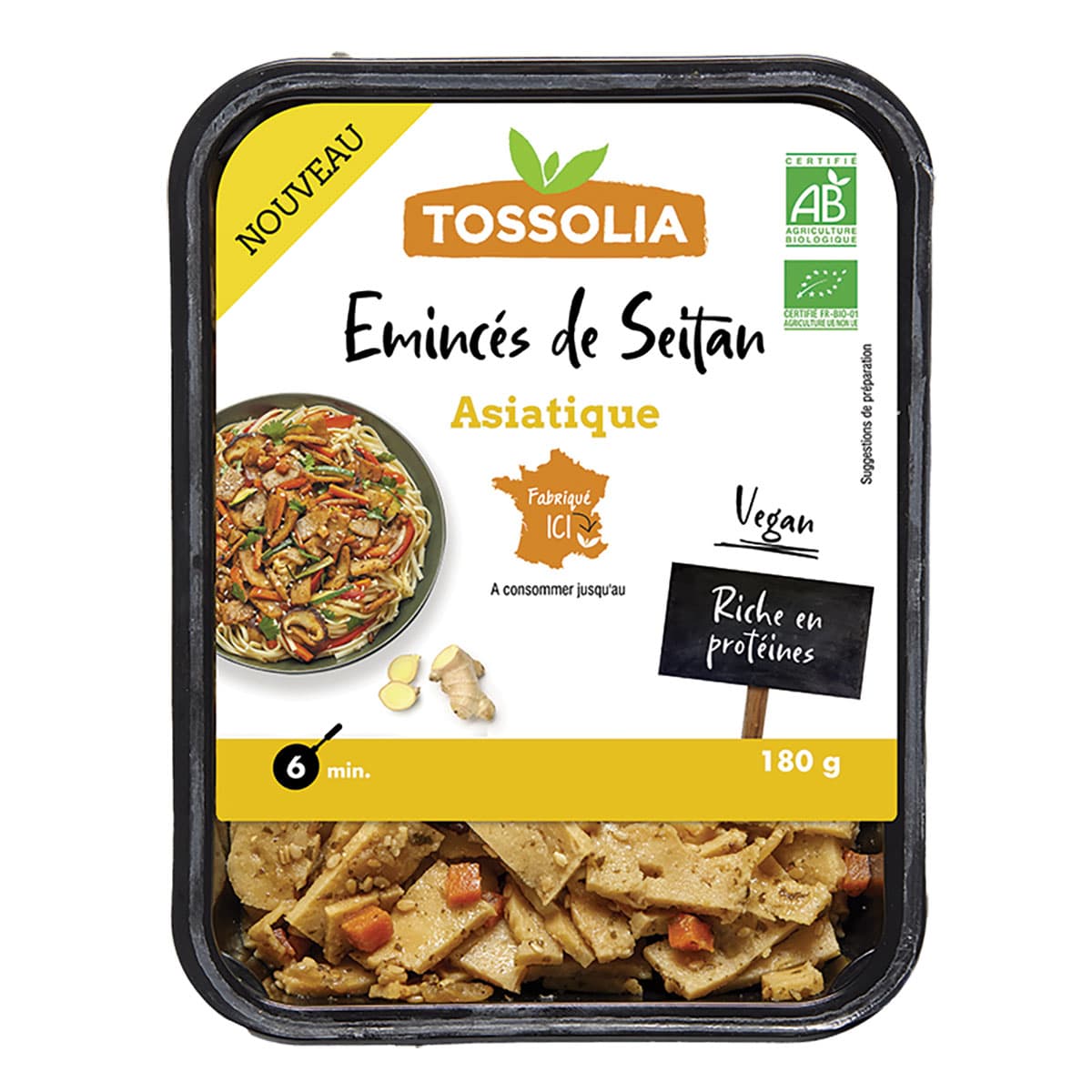 Émincés de seitan asiatique bio 180g - Tossolia