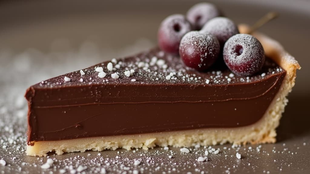 Une tranche de tarte au chocolat vegan