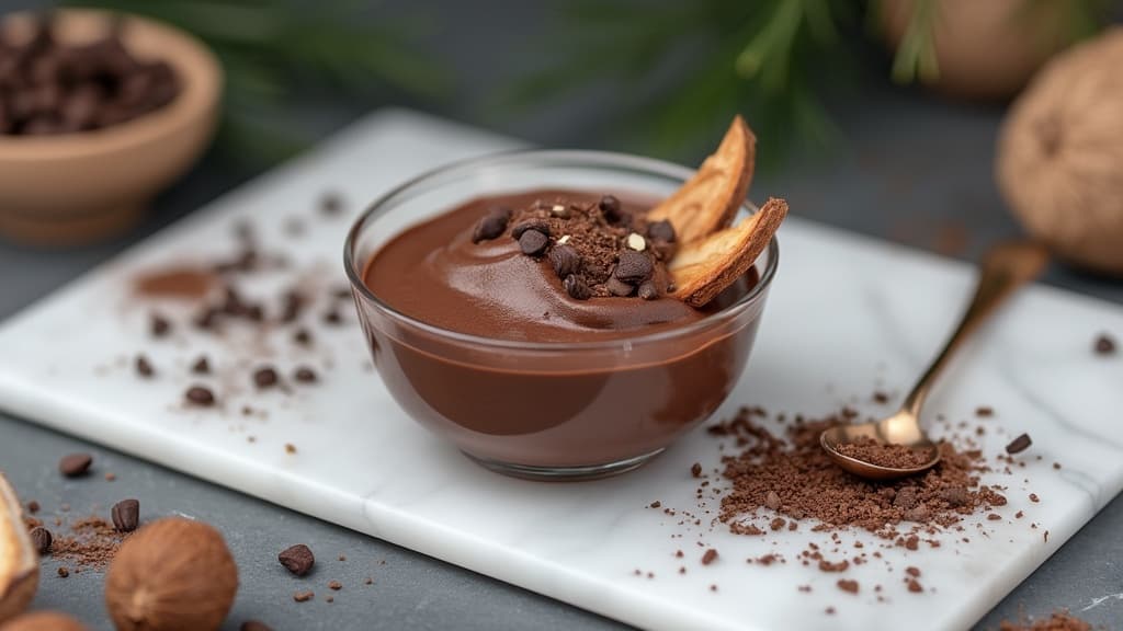 Un bol vibrant de mousse au chocolat vegan