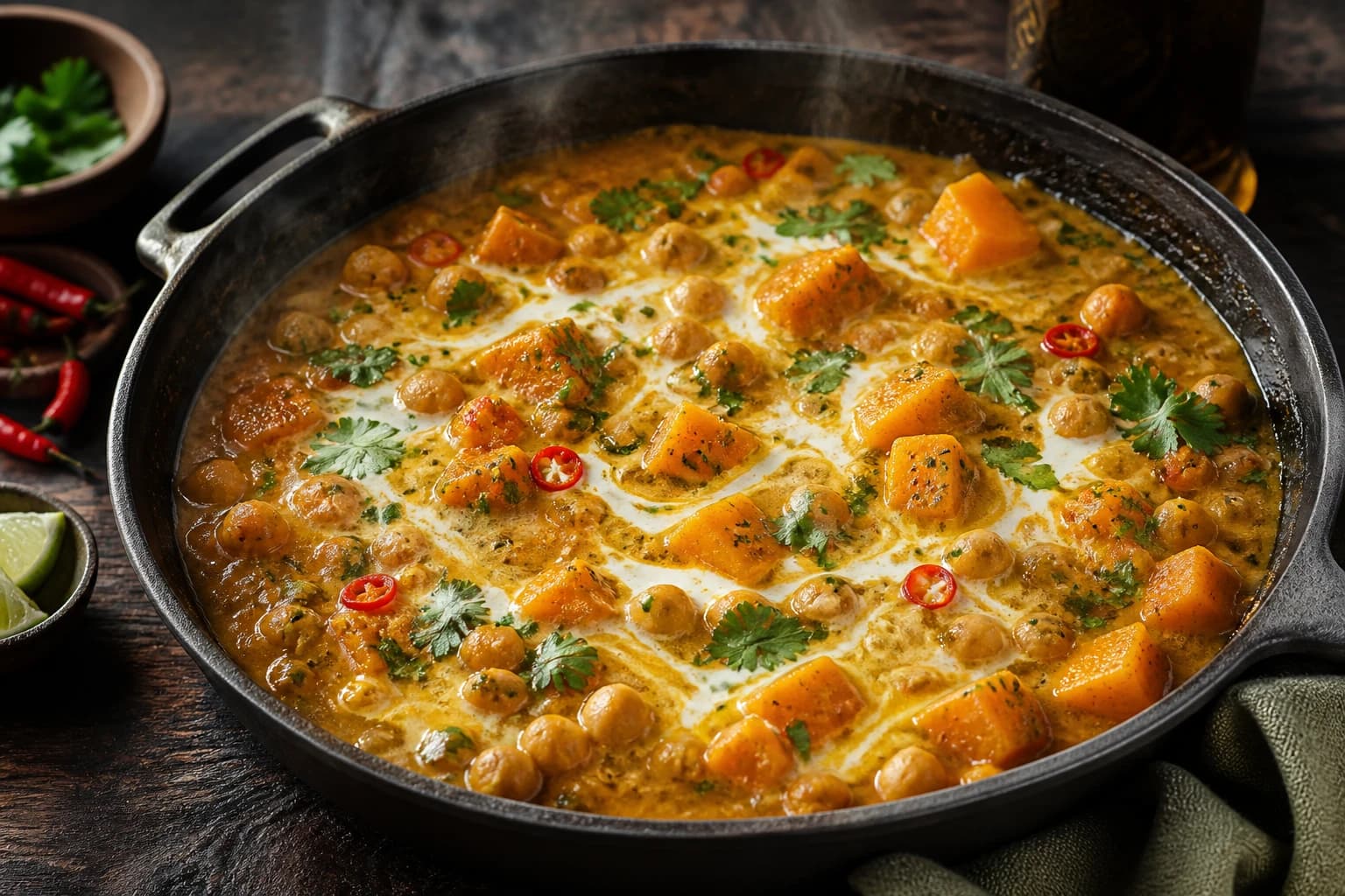 Mijotage du curry avec le lait de coco
