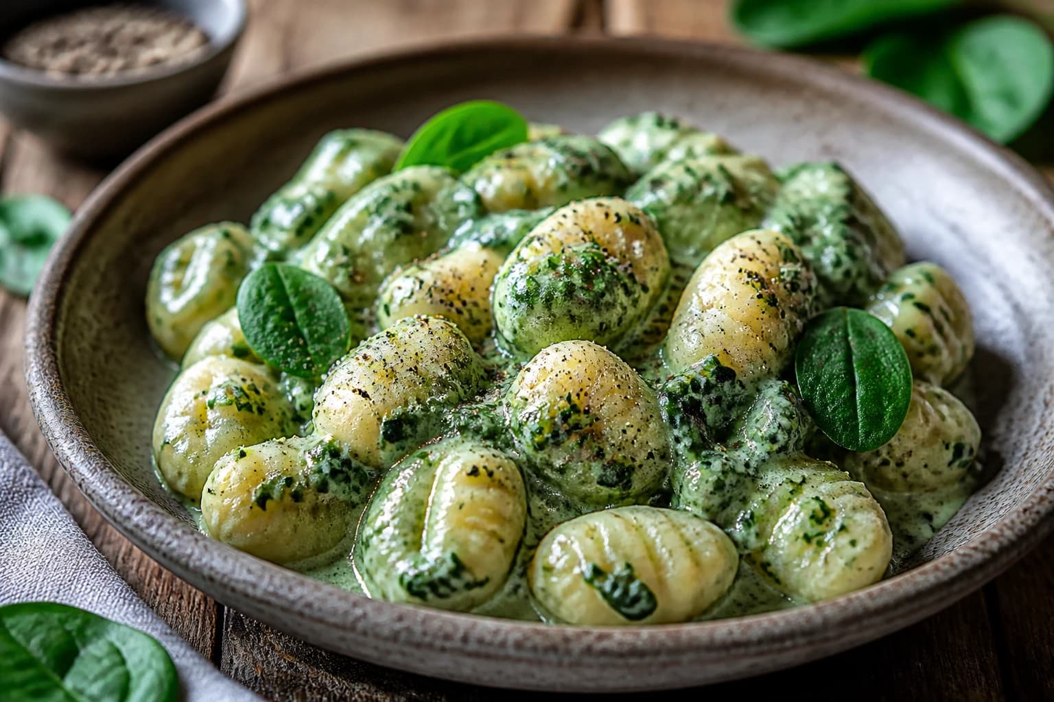 Gnocchi vegan maison à la crème d'épinards