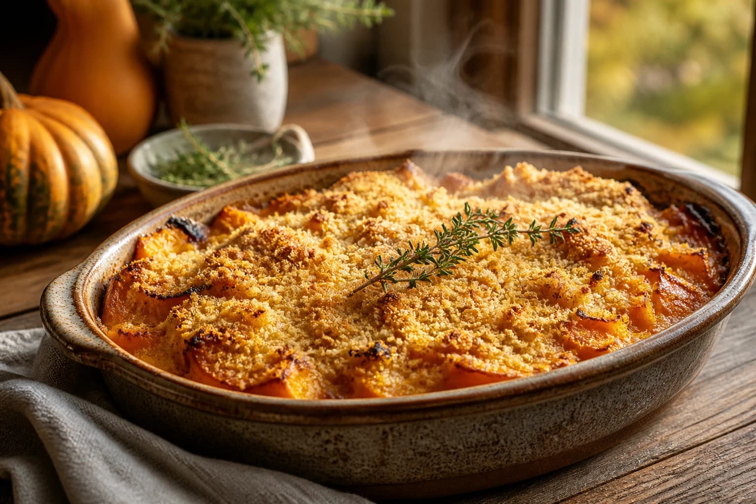 Gratin de butternut vegan : fondant et doré au four