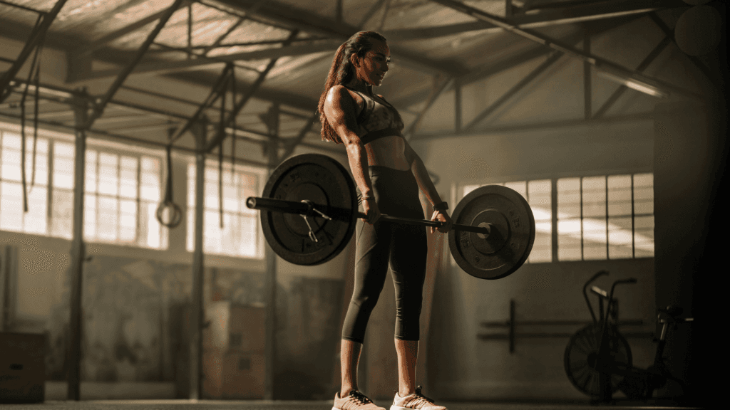 Une femme faisant de la musculation dans une salle de sport