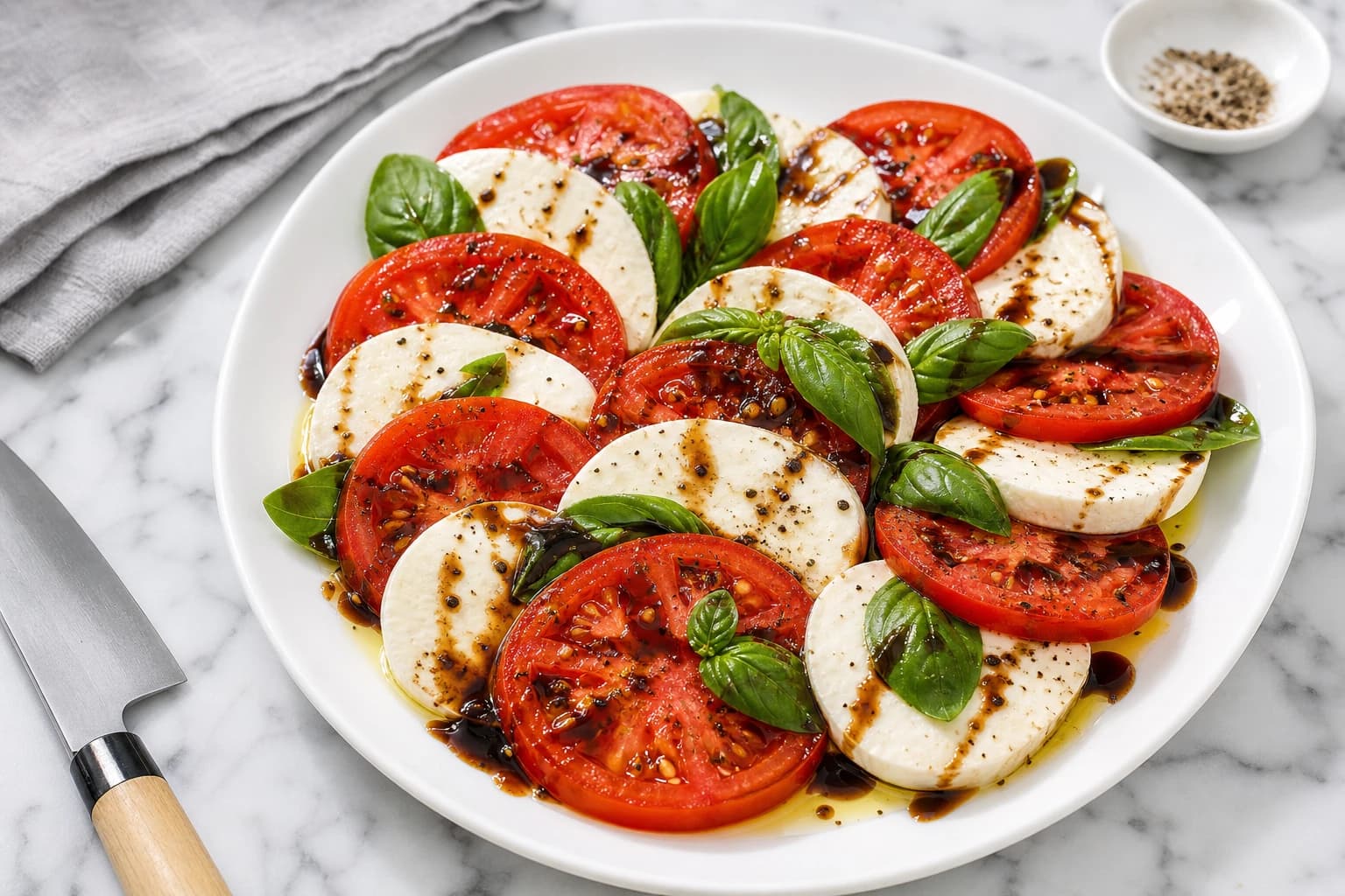Salade caprese vegan : fraîche et prête en 10 minutes