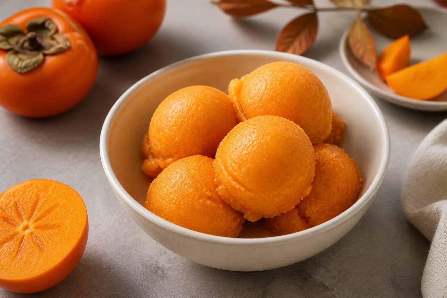 Sorbet au kaki vegan : crémeux sans sorbetière