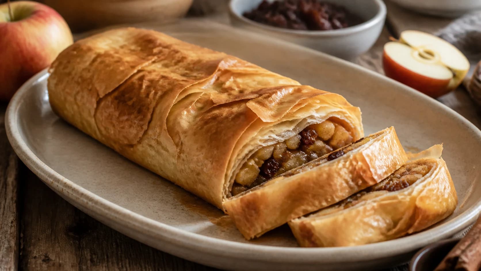 Strudel aux pommes vegan : croustillant et fondant