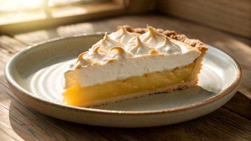 Une part de Tarte Au Citron Vegan lors d'un déjeuner dans un restaurant parisien