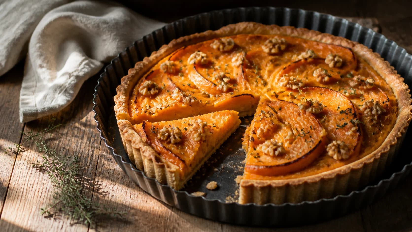 Tarte au potimarron vegan : fondante et dorée