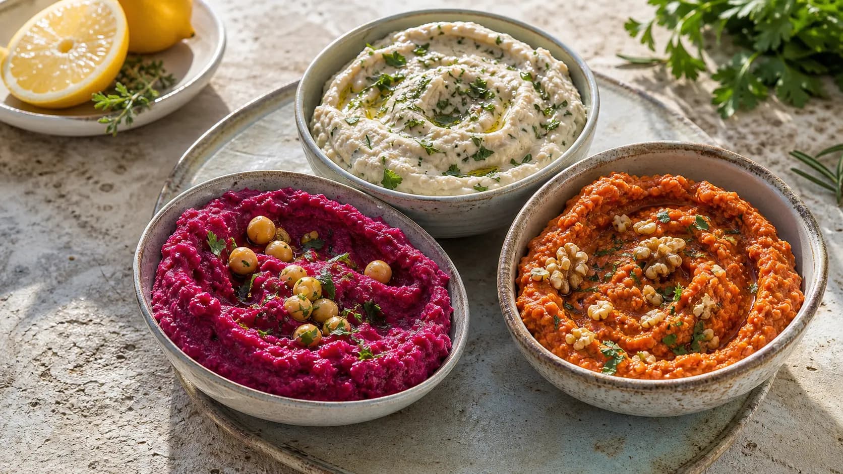 Trio de tartinades vegan : l'apéro haut en couleur