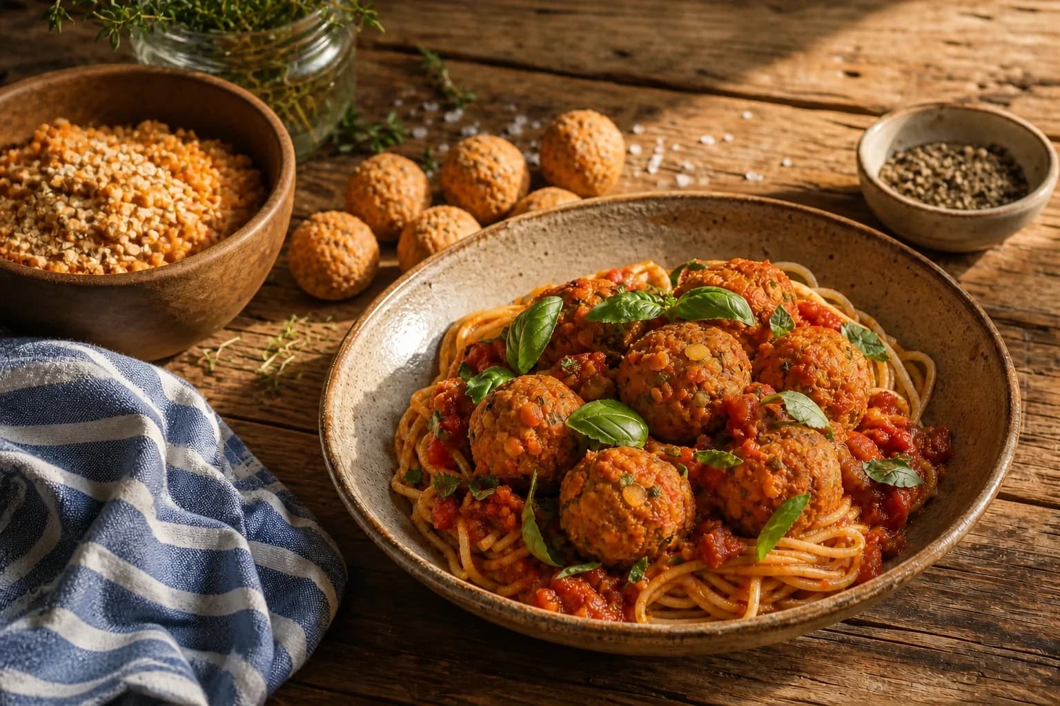 Base de boulettes aux lentilles et pois chiches et boulettes crues façonnées