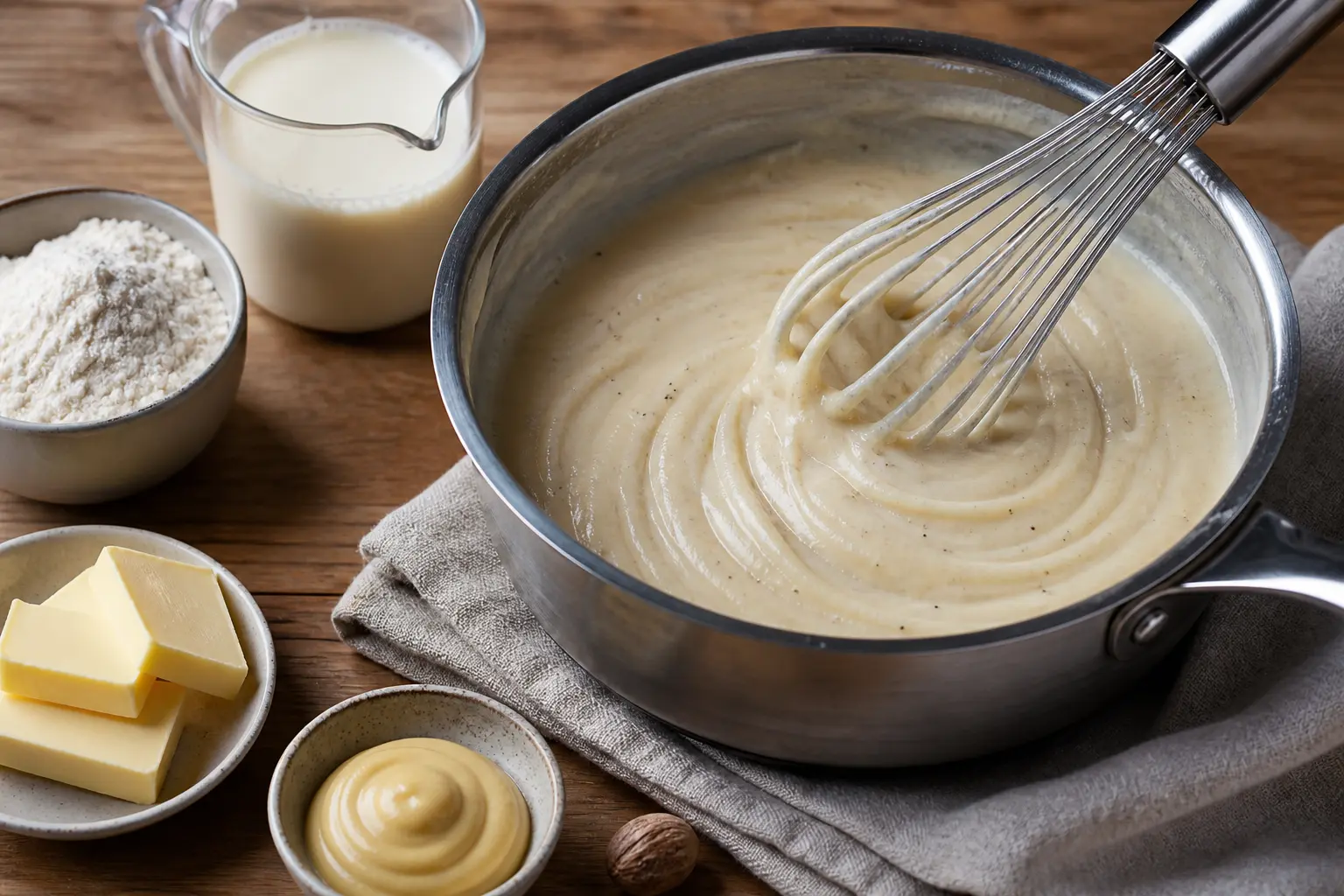 Fouetter une béchamel vegan épaisse et lisse