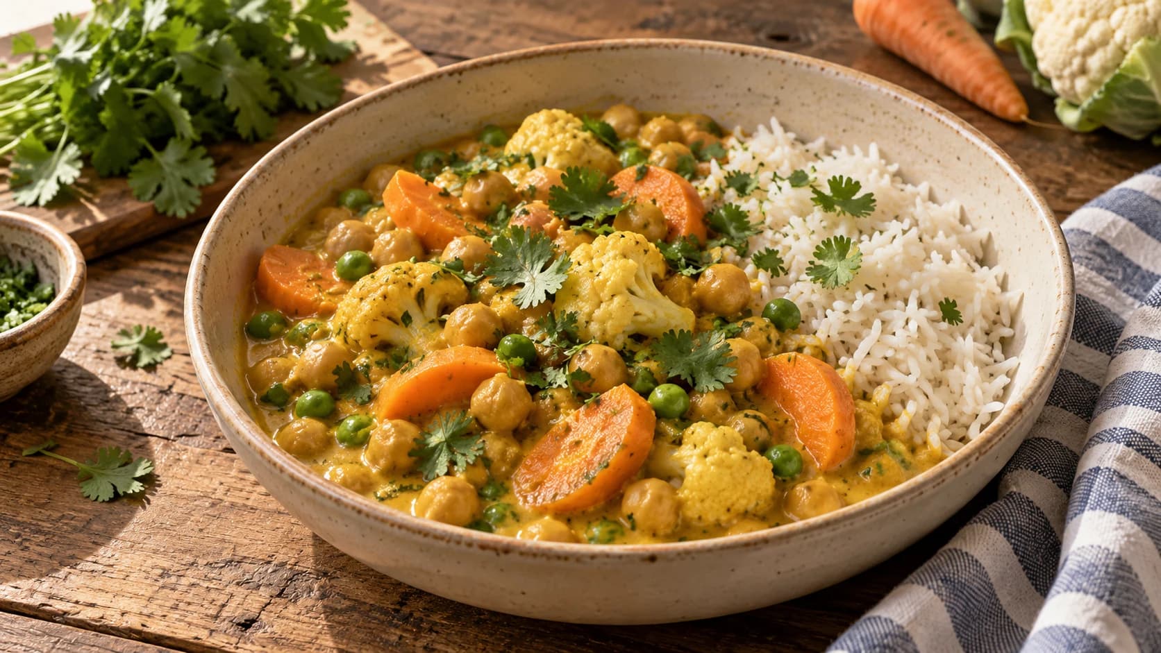 Curry doux de légumes au lait de coco, crémeux