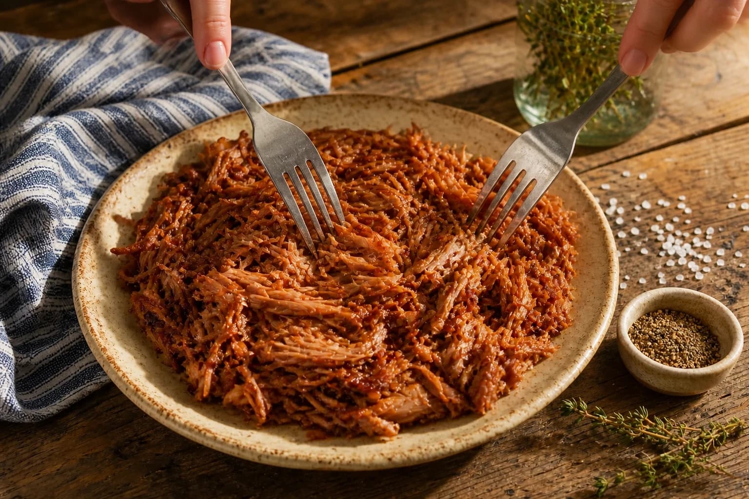 Jackfruit égoutté et effiloché à la fourchette