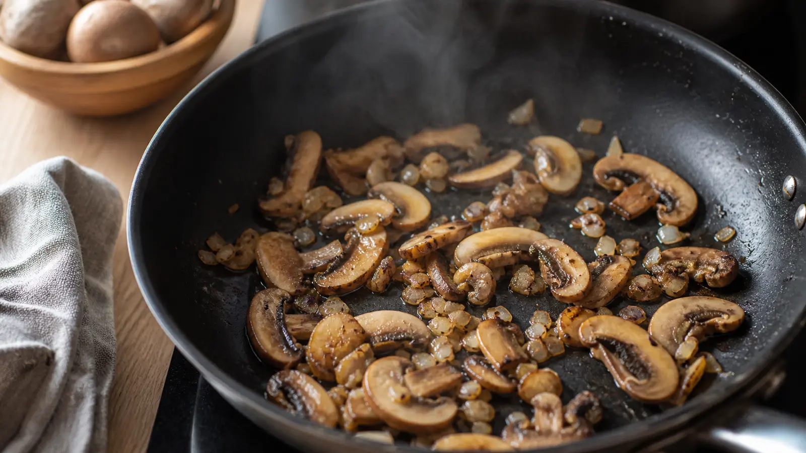 Colorer sans dessécher pour la recette emince de seitan sauce champignons