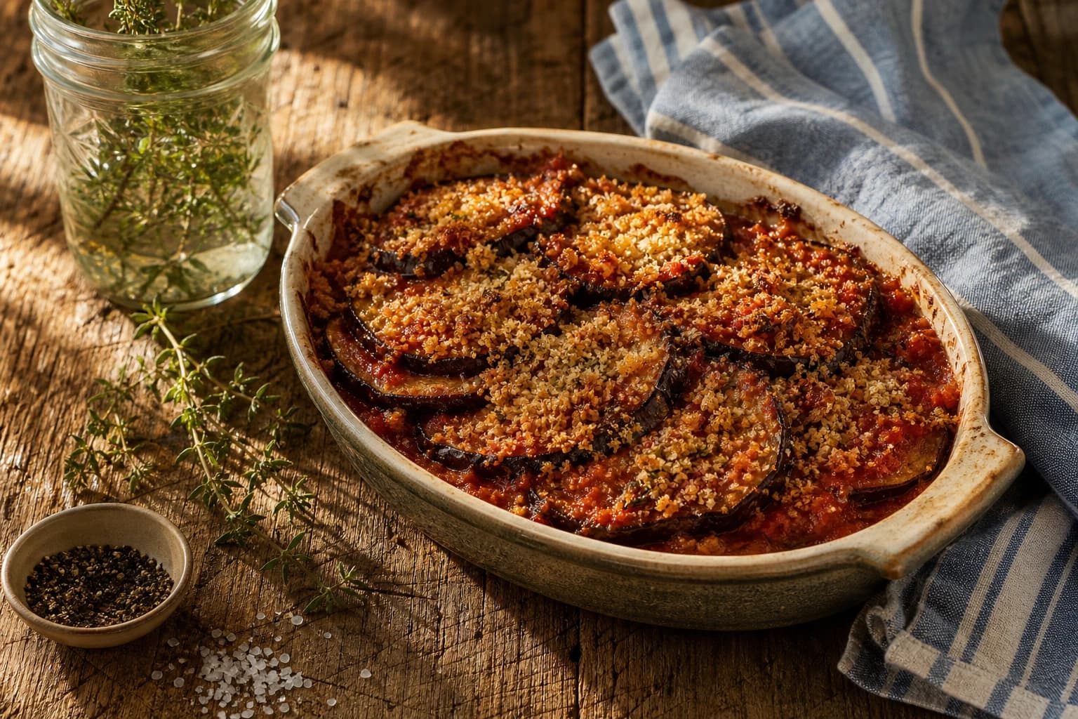 Gratin d'aubergines vegan : fondant et gratiné au four