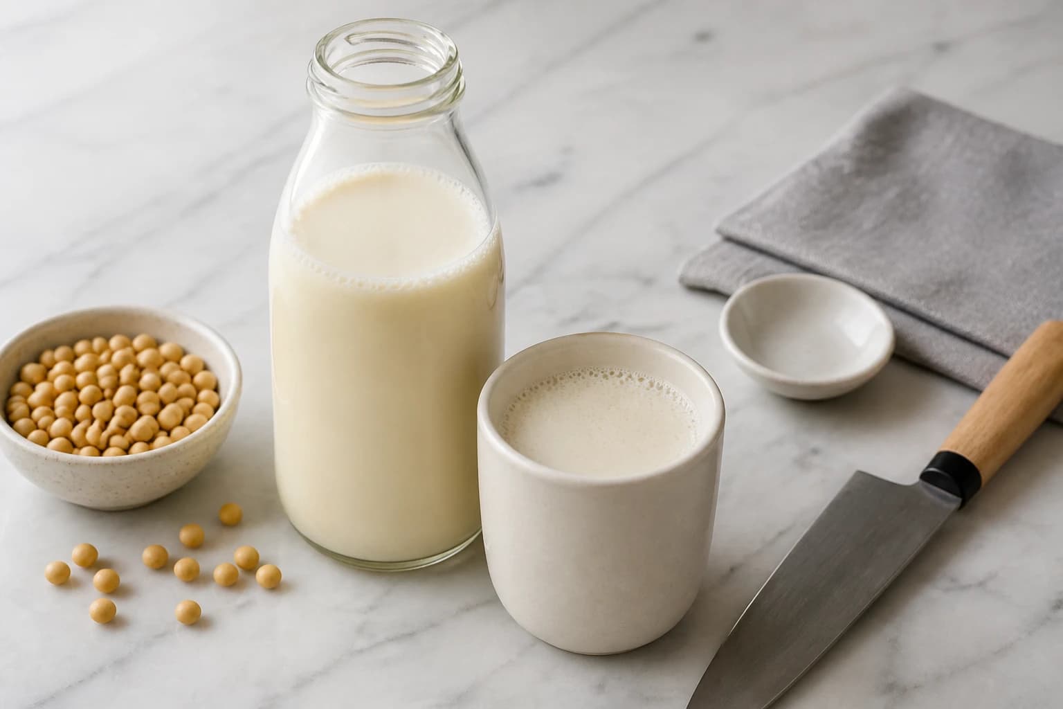 Lait de soja maison à l’extracteur, doux et crémeux