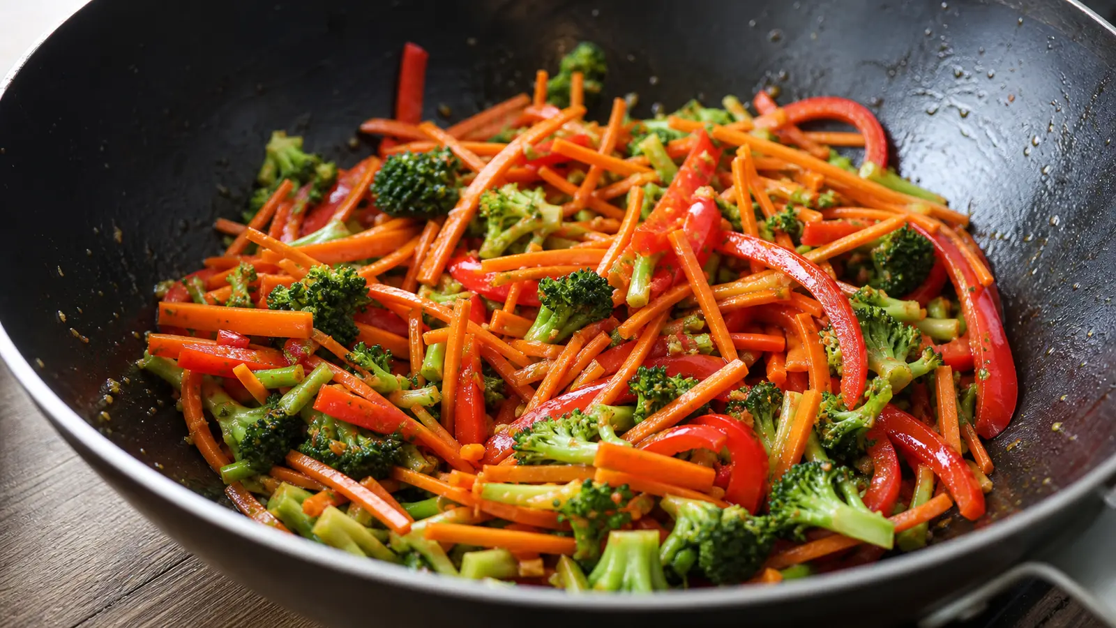 Préparer tous les éléments avant le feu pour la recette nouilles sautees vegan legumes sauce soja