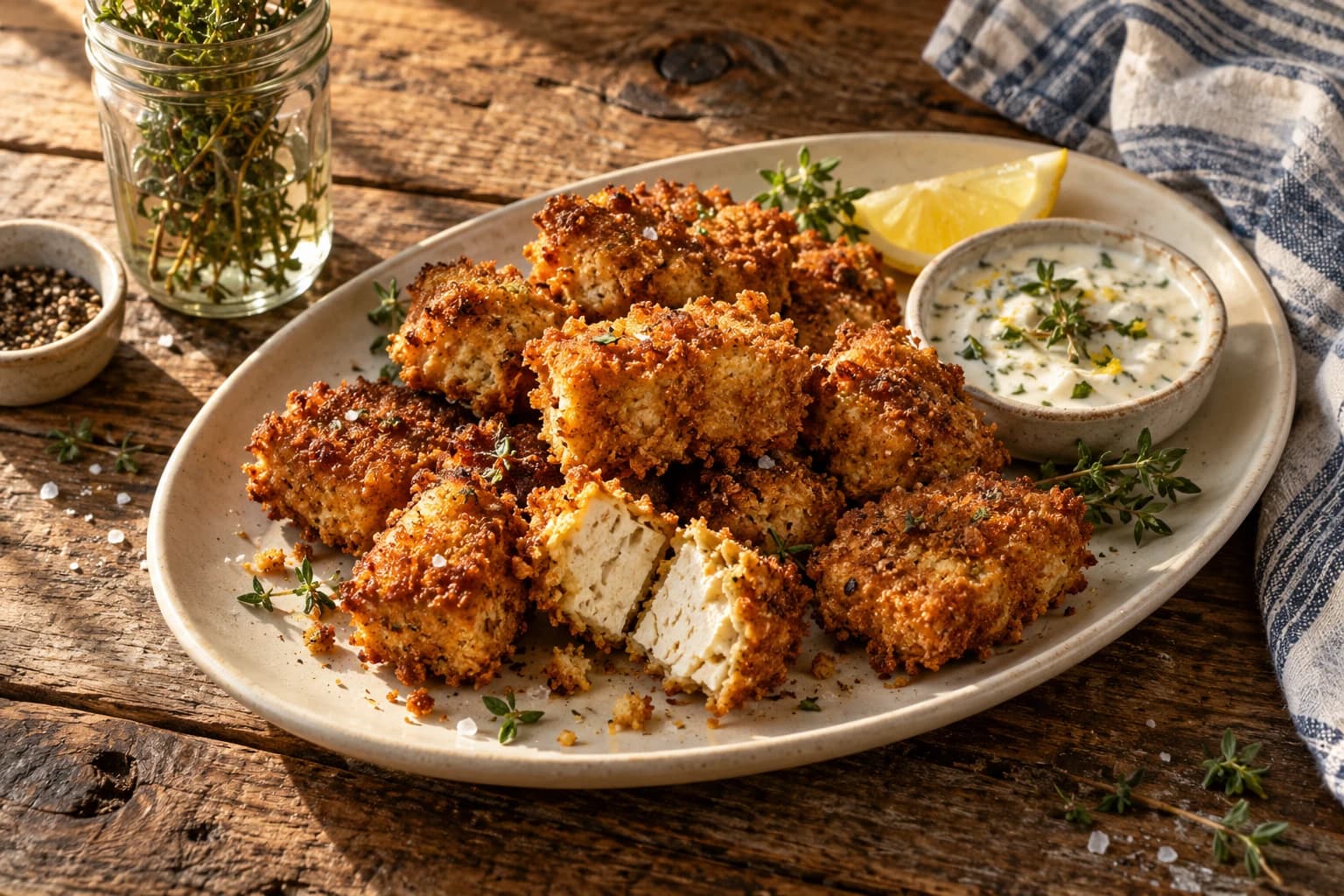 Fécule de pomme de terre : nuggets de tofu croustillants