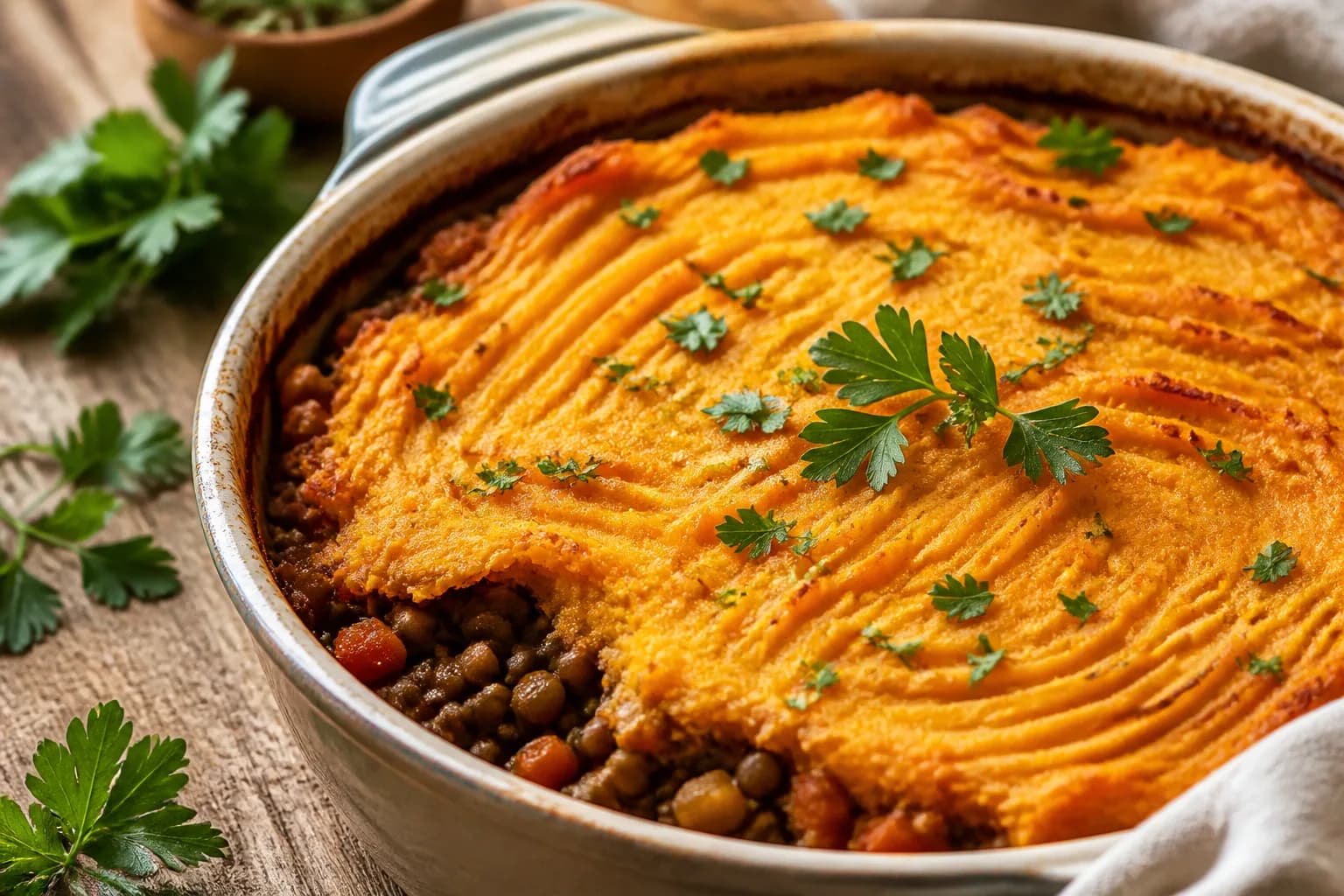 Parmentier de patate douce vegan : recette réconfortante aux lentilles