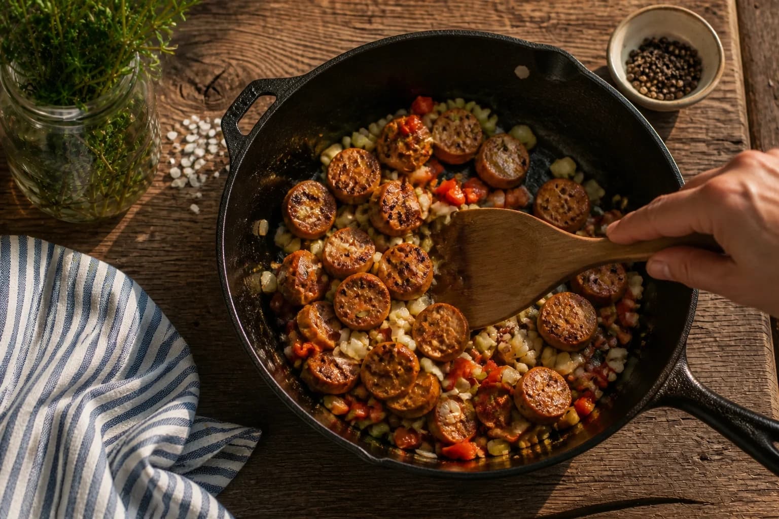 Saucisses végétales dorées