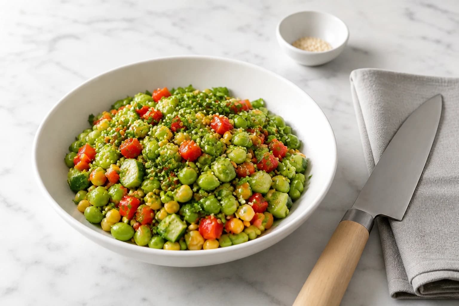 Vinaigrette citron-sésame fouettée dans un bol avec huile d'olive et sauce soja