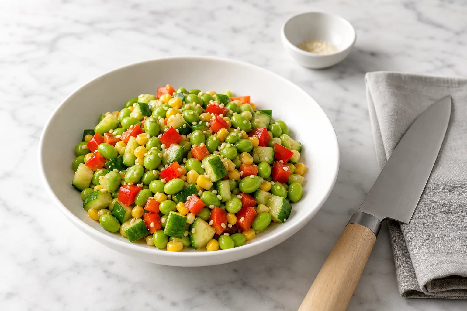 Salade d'edamame croquante et fraîche, prête en 15 min