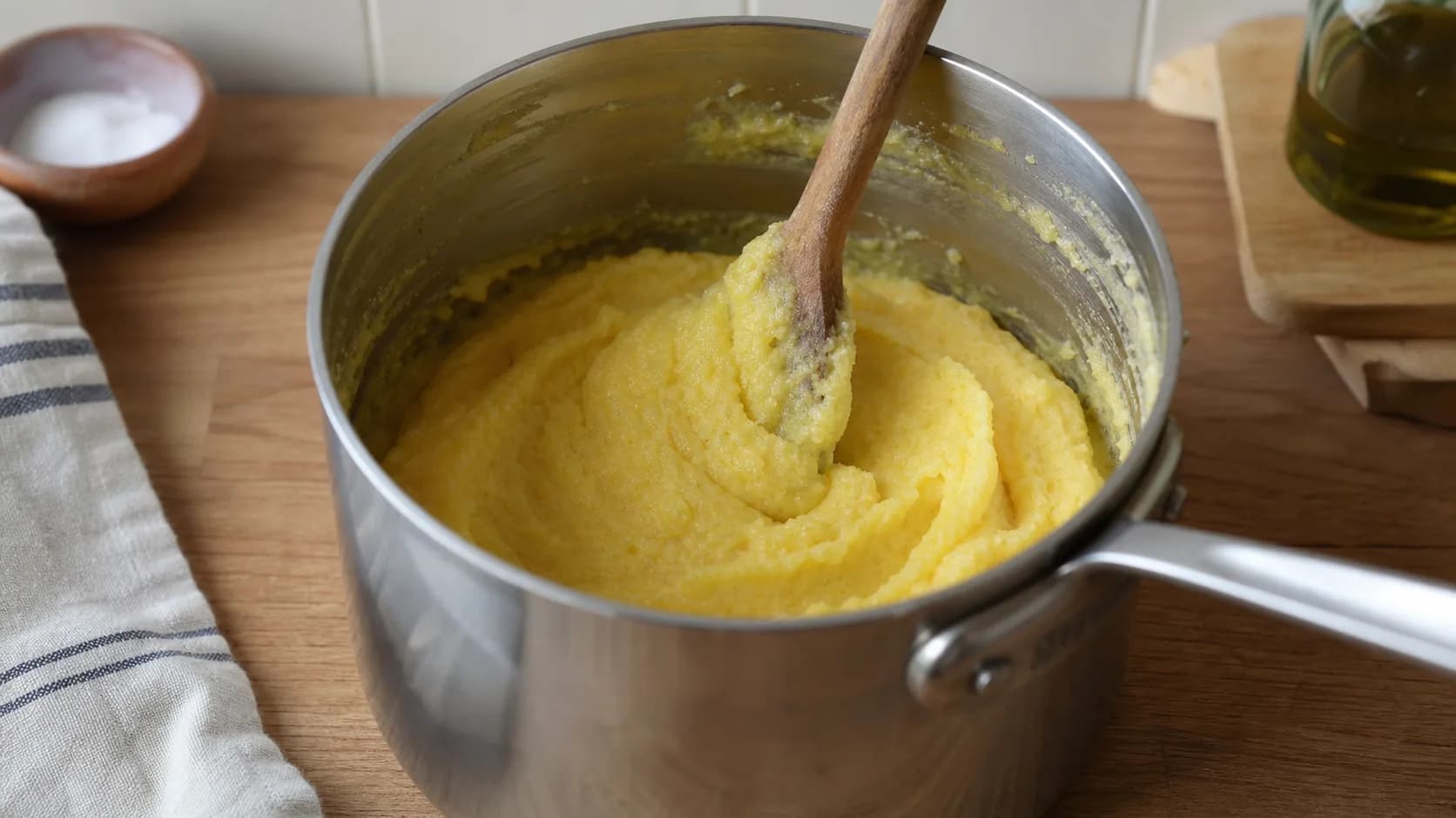 Polenta épaisse dans la casserole