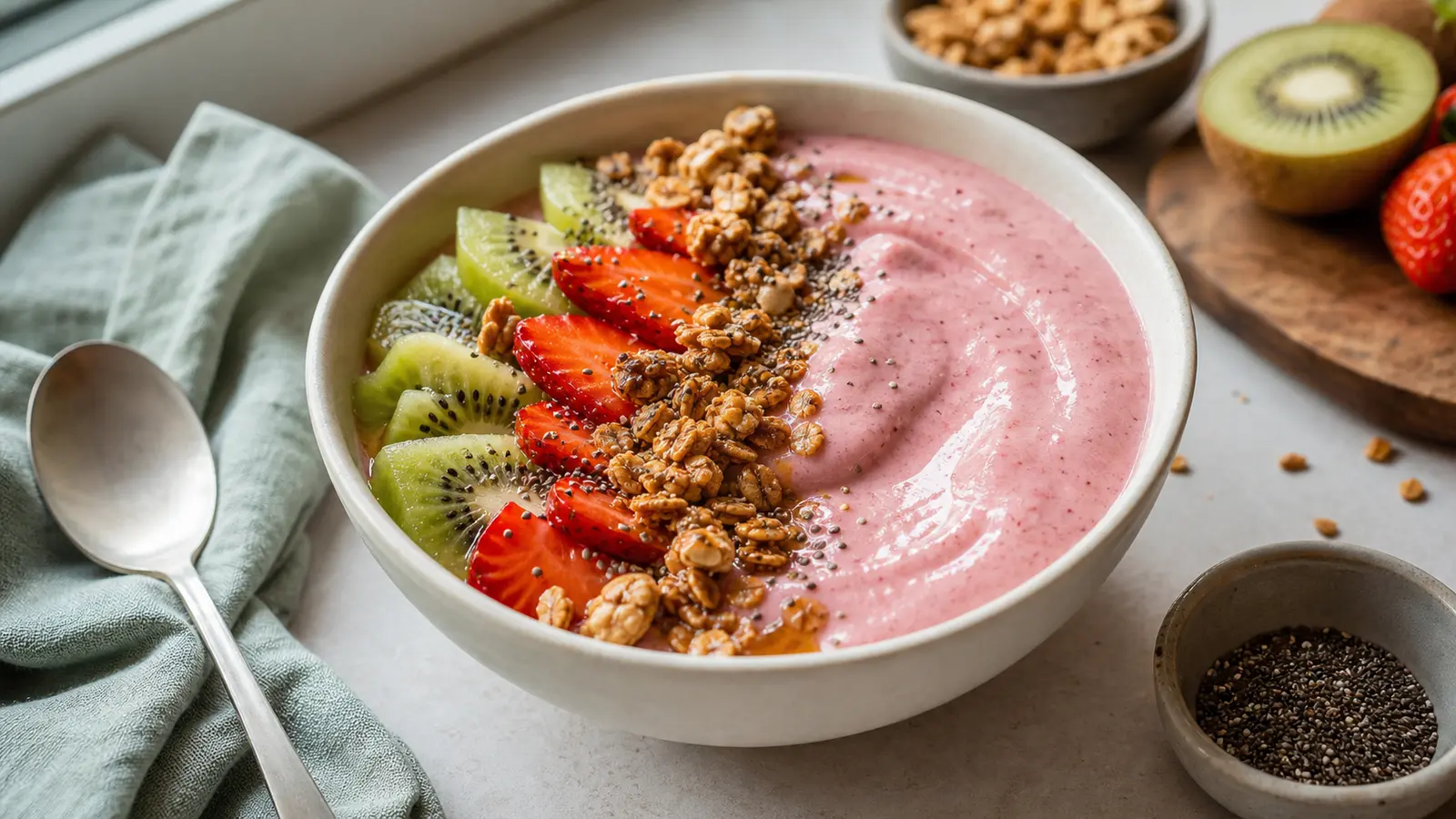 Décider si le sirop est utile pour la recette smoothie bowl vegan fruits granola