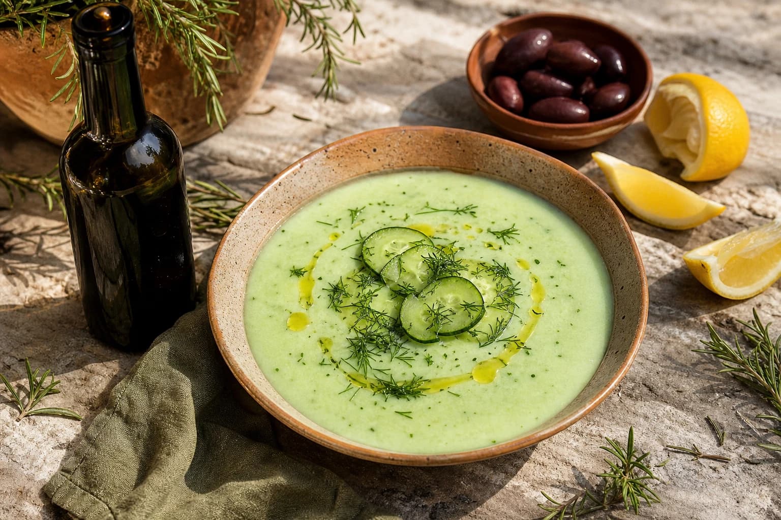 Soupe froide de concombre vegan : crémeuse et sans cuisson