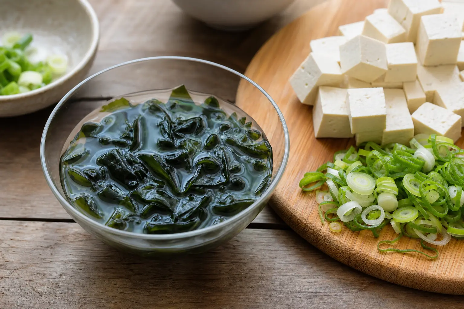 Réhydrater le wakamé avant de l’ajouter au bouillon