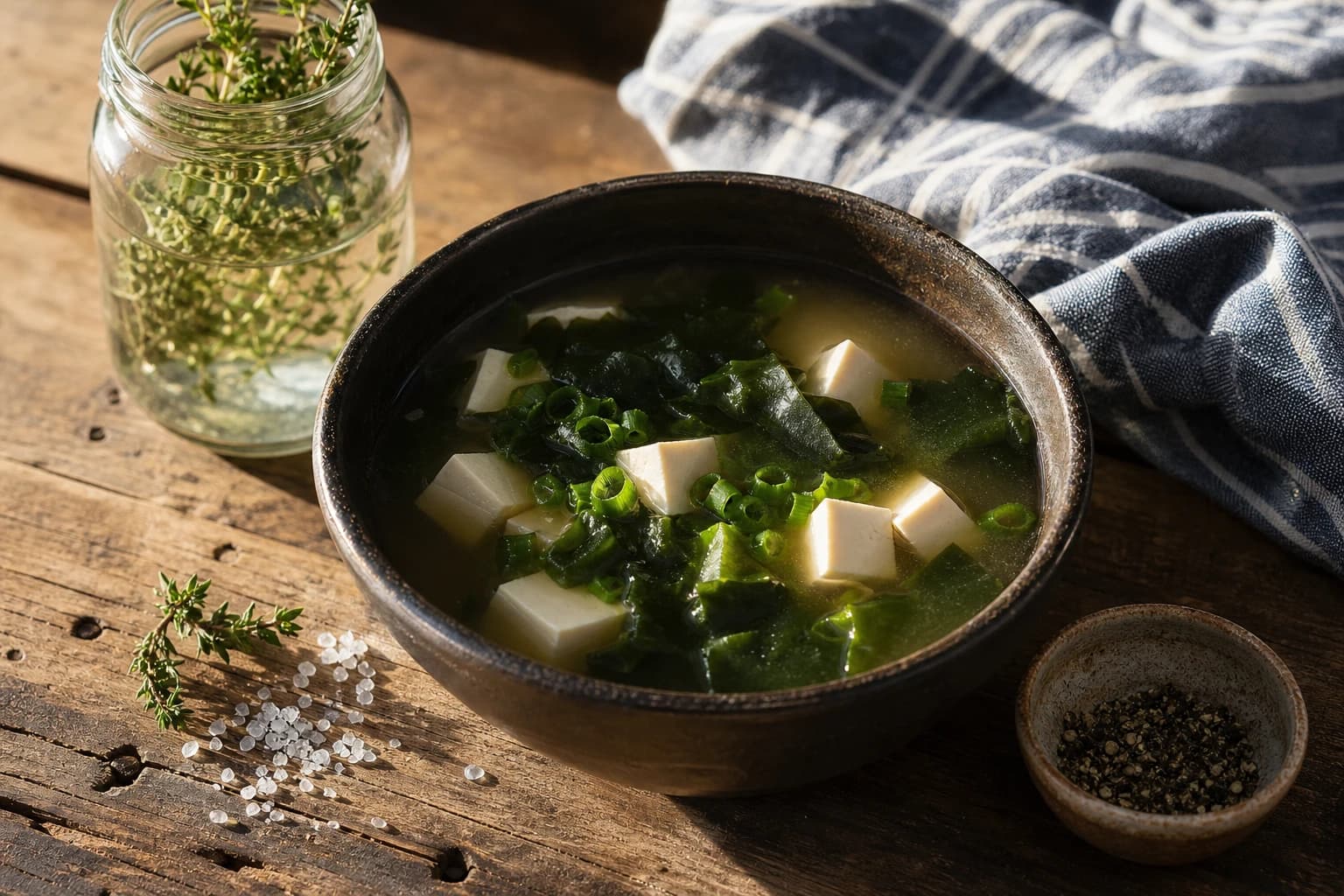 Soupe miso tofu wakamé vegan, rapide et parfumée