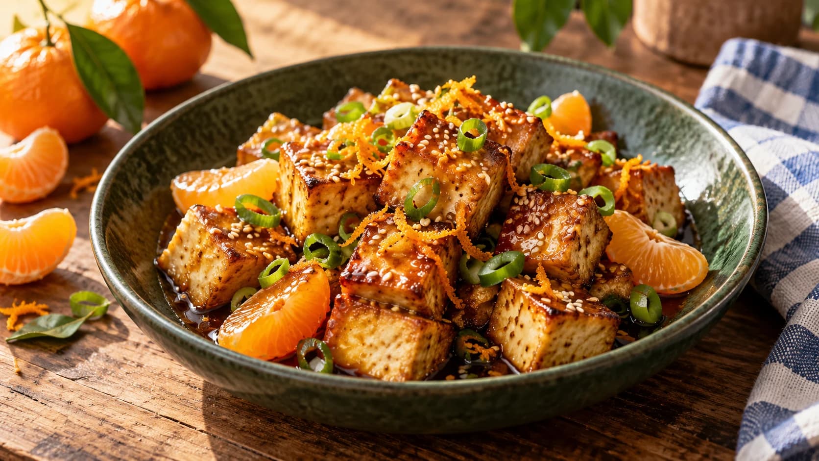 Tofu laqué à la clémentine : mon plat de fête
