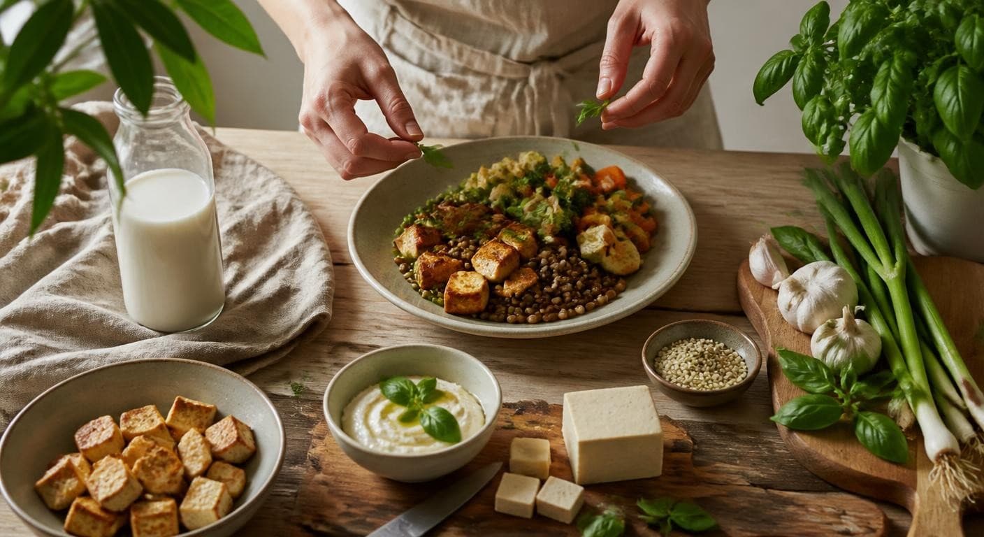 Cuisine chaleureuse avec des produits végétaux en préparation