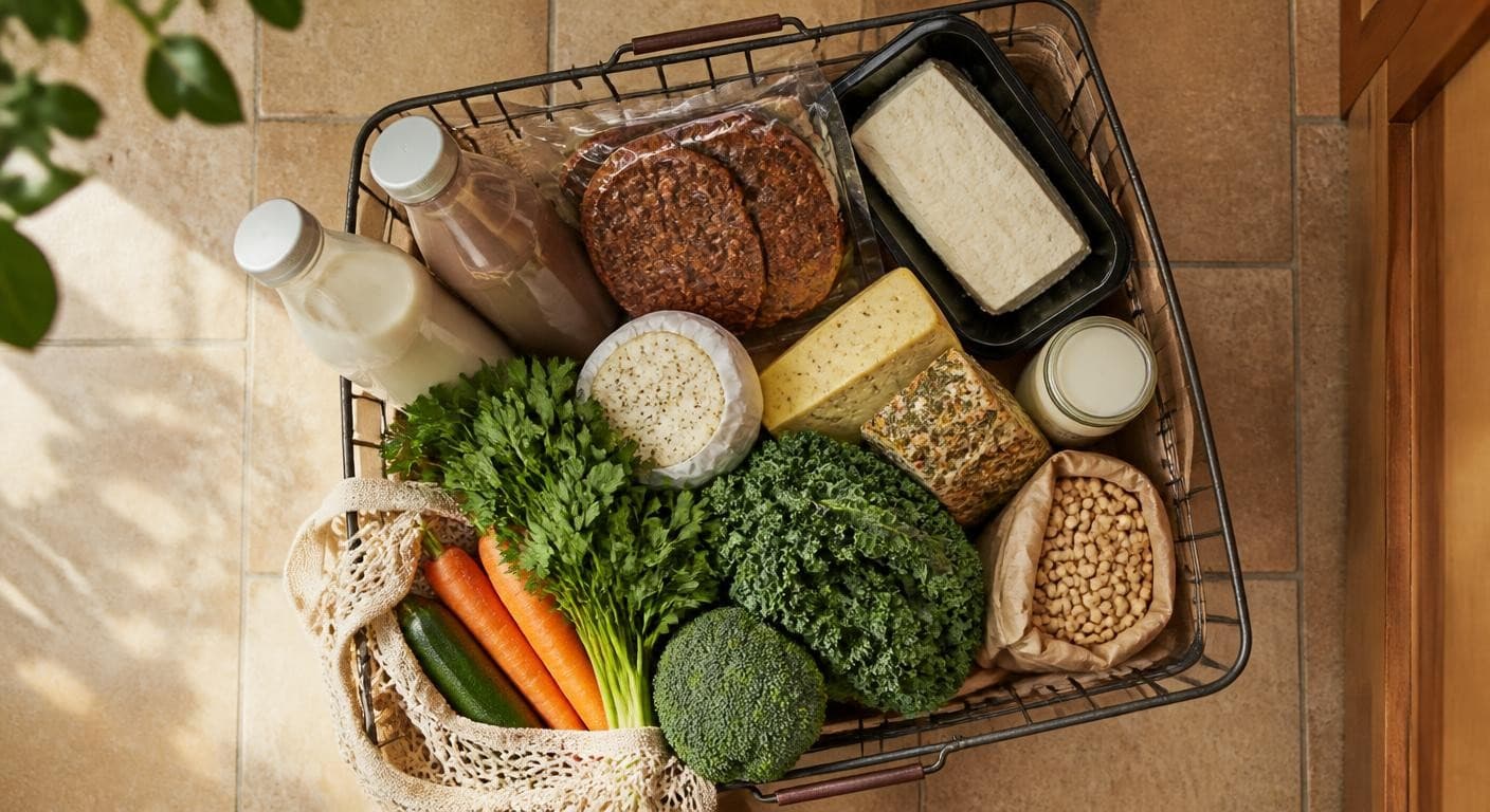 Panier rempli de produits végétaux variés