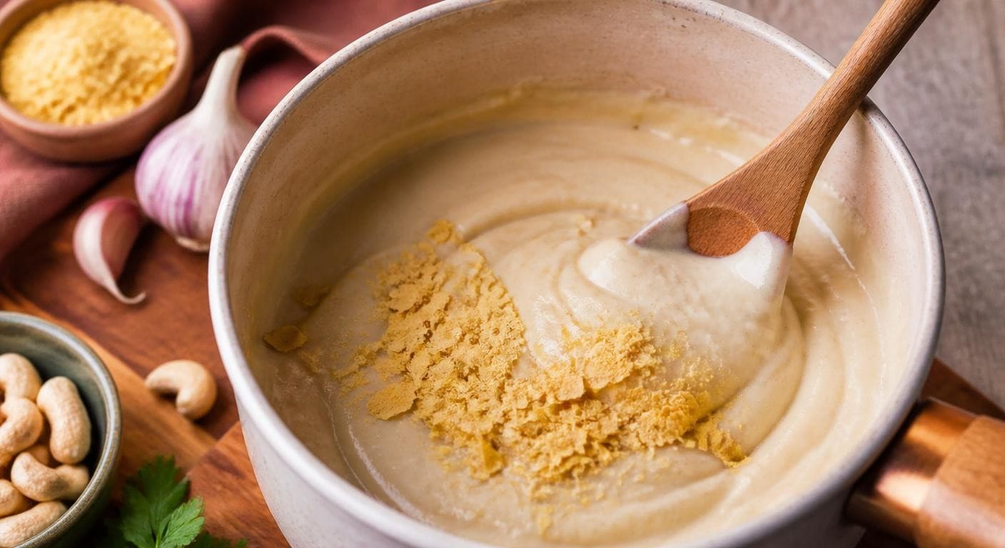 Levure maltée ajoutée à une béchamel végétale fromagère
