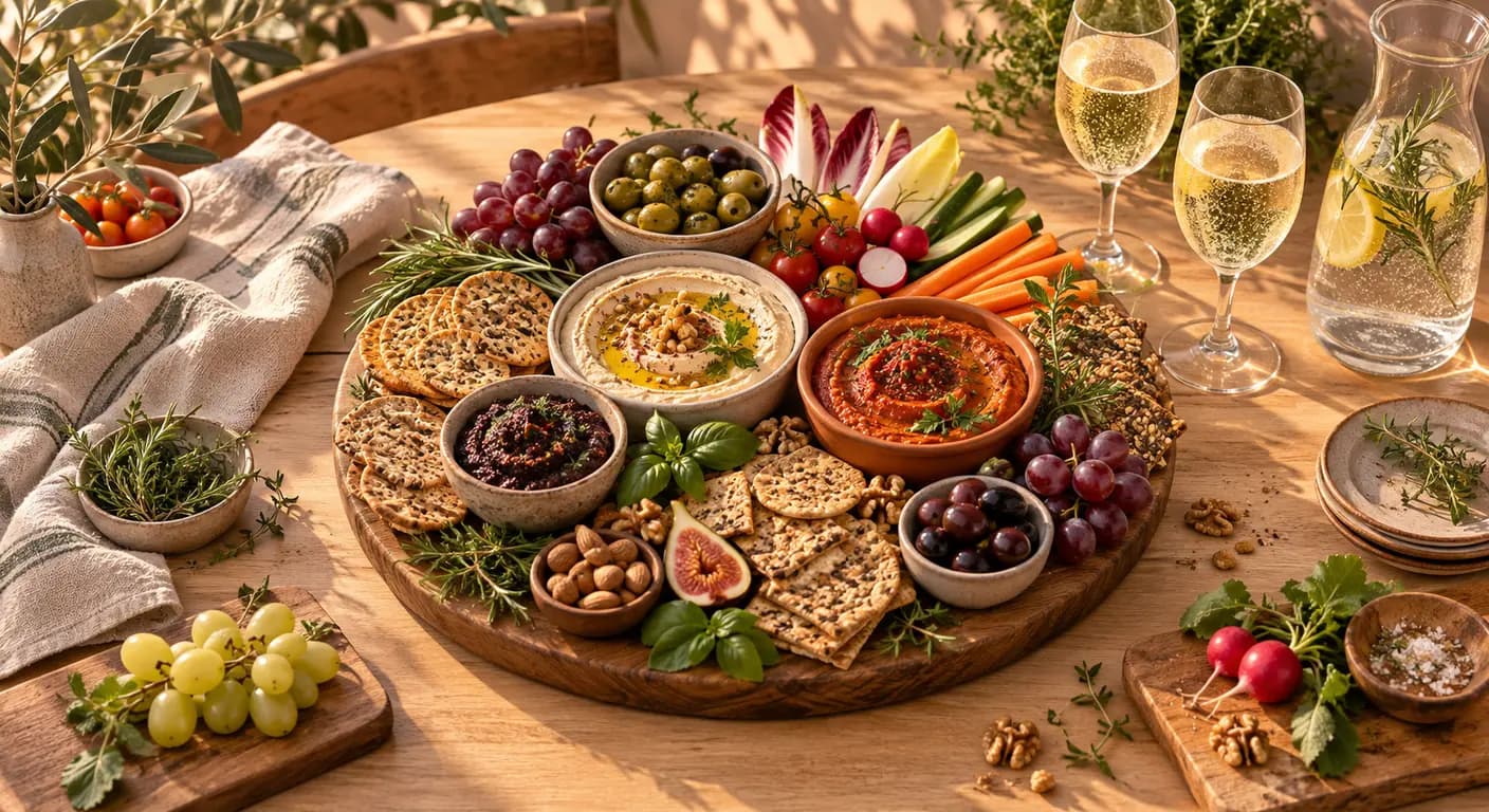 Plateau apéritif végétal partagé entre amis