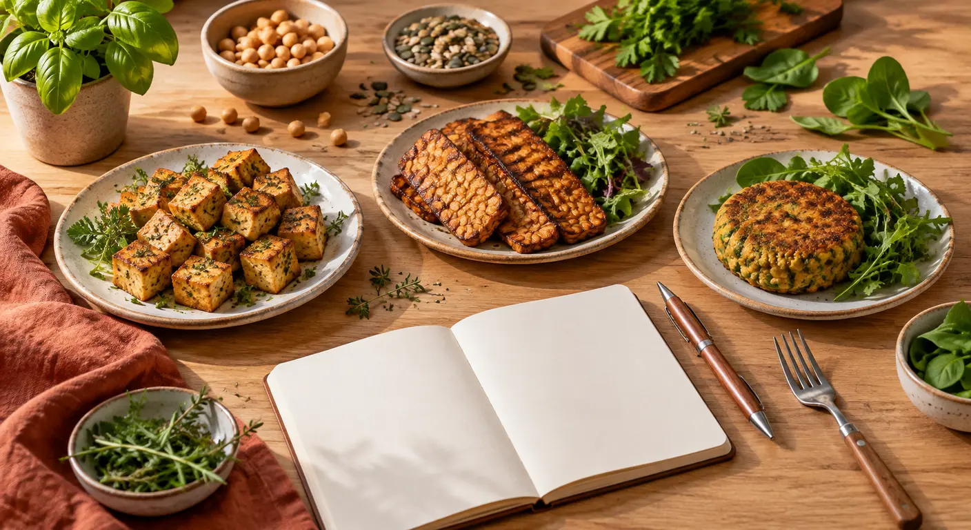 Dégustation comparative de trois produits végétaux dans une cuisine