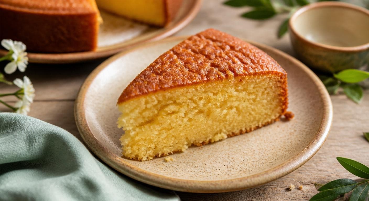 Part de gâteau moelleux à base de beurre végétal