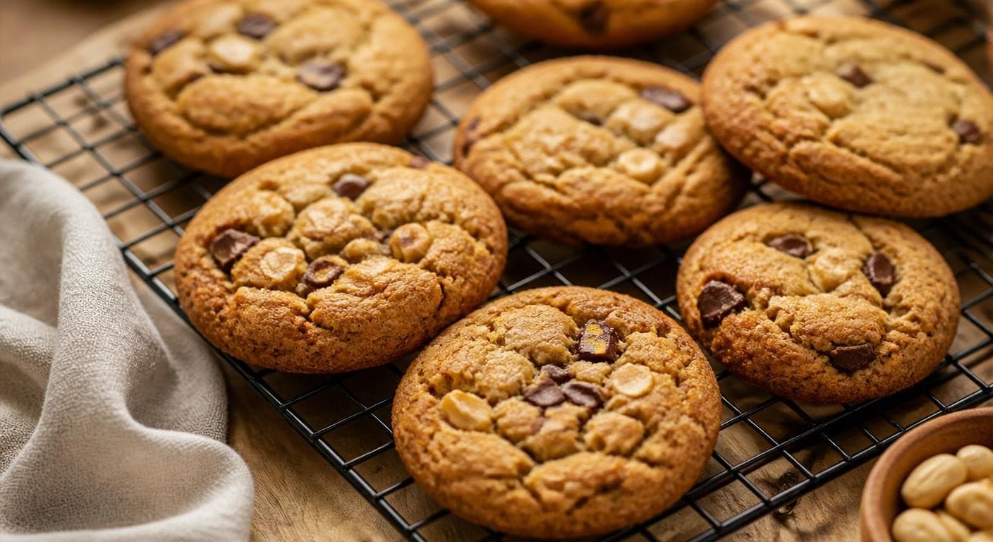 Cookies végétaux dorés réussis sur une grille