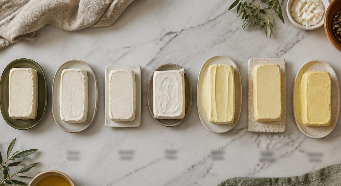 Gamme de crèmes végétales rangées par prix