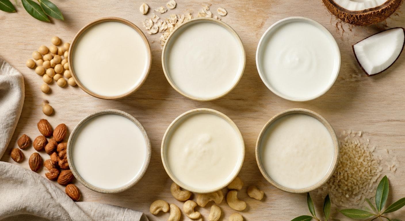 Six crèmes végétales selon leur base