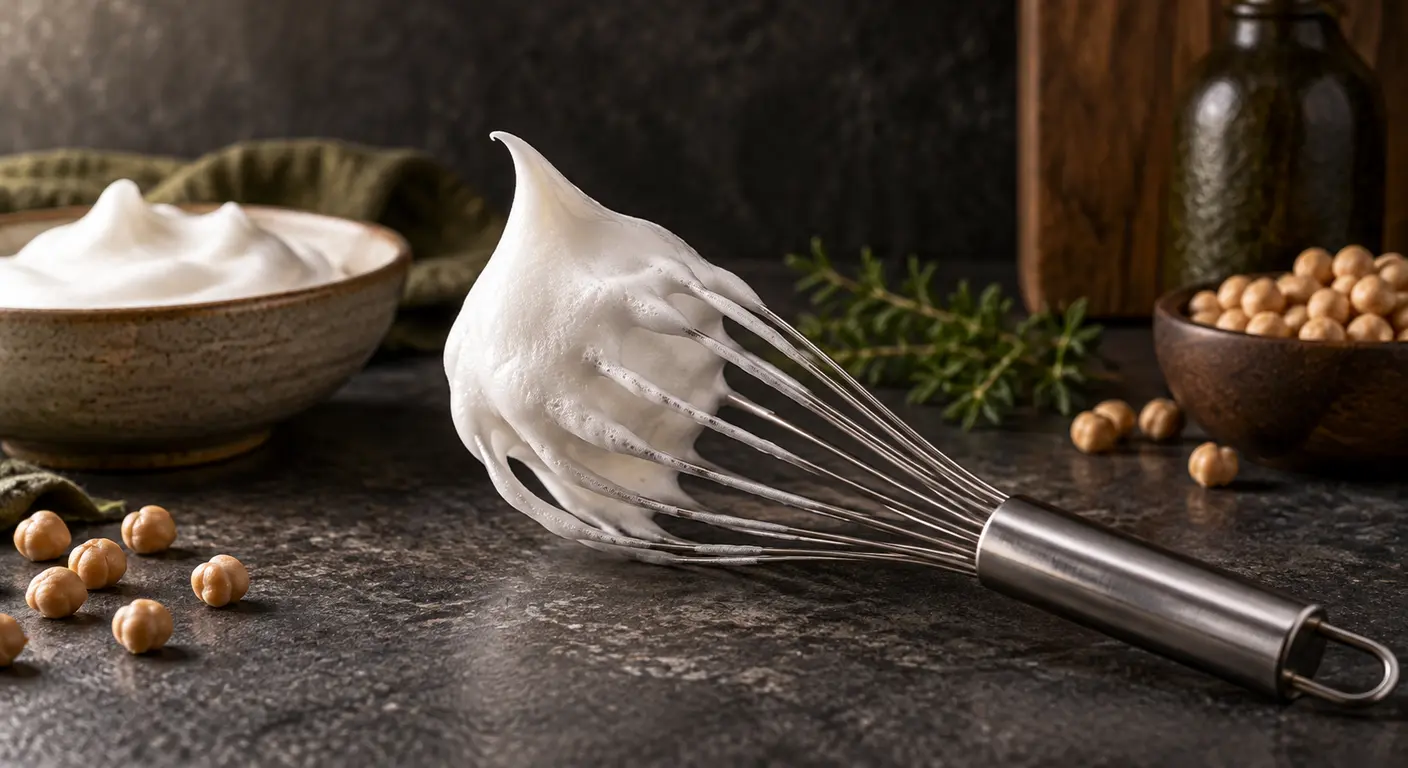 Aquafaba monté en neige ferme et brillante
