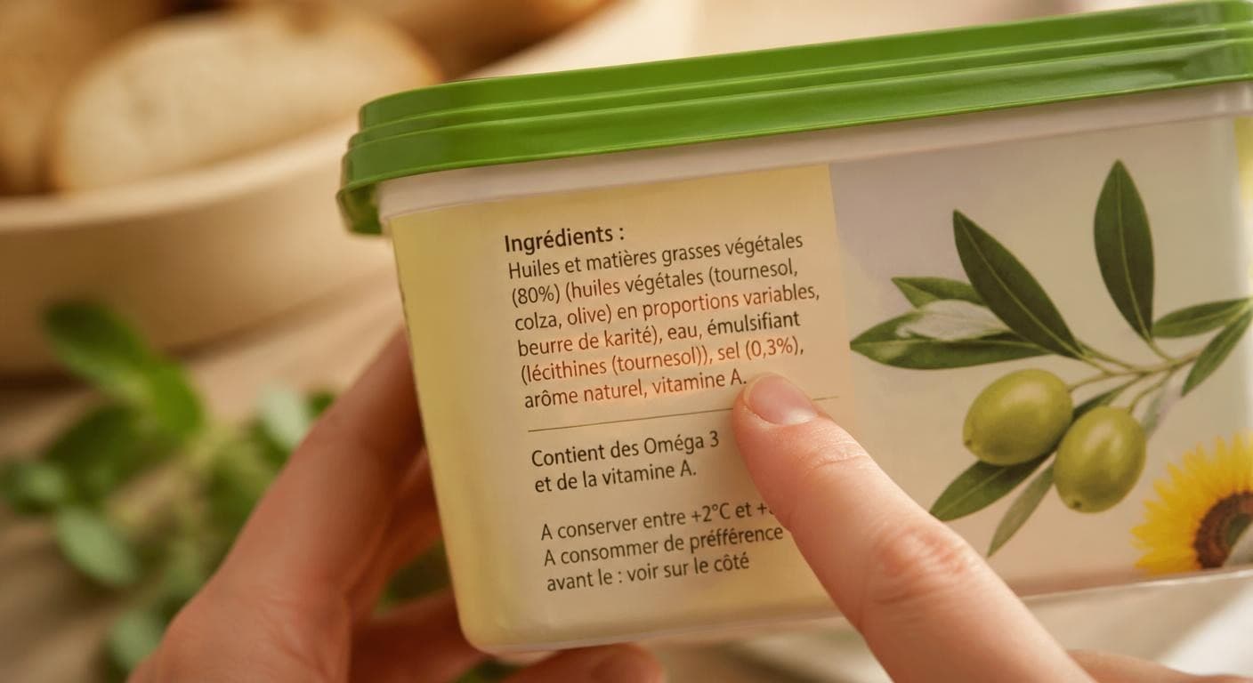 Étiquette de margarine en gros plan