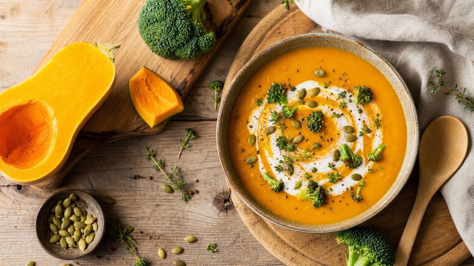 Soupe butternut brocoli : mon velouté crémeux
