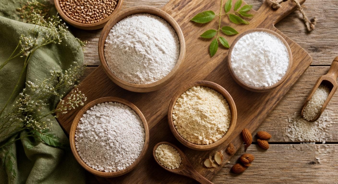 Farines sans gluten pour clafoutis : riz, maïs, amandes