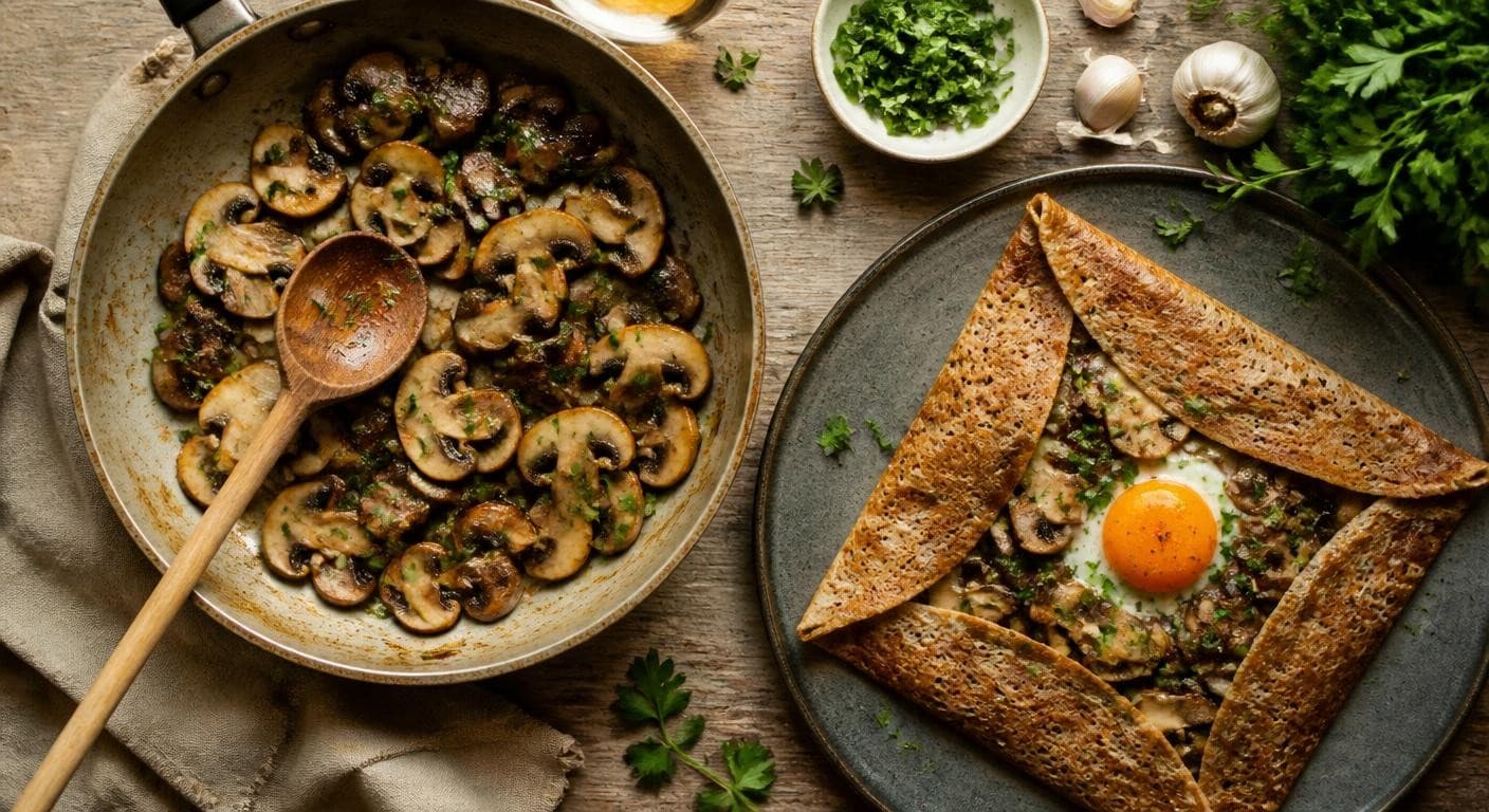 Poêlée de champignons pour galette de sarrasin forestière