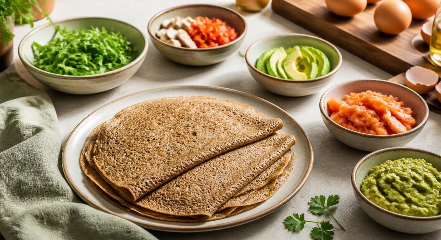 Galettes de sarrasin et garnitures préparées pour la semaine
