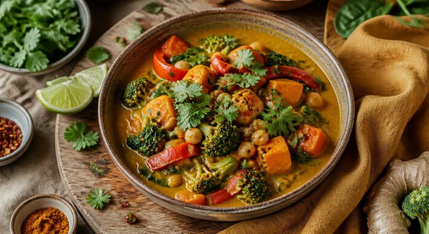 Curry de légumes végétarien à la crème de coco